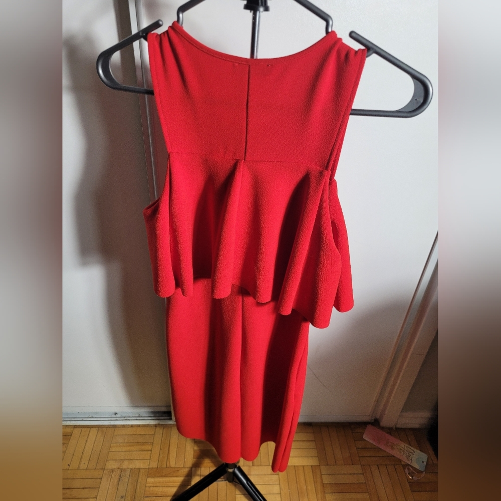 Zara Red Peplum Halter Dress for Cocktail